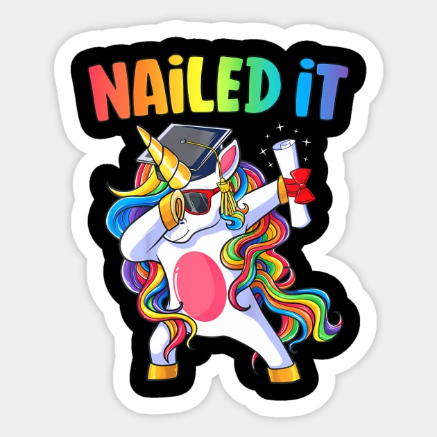 Kids Kindergarten Graduation Unicorn Graduate Nailed It Sticker by mccloysitarh